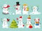 Funny snowman Christmas character isolated set