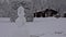 Funny snowman standing in Munich