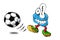 Funny soccer player as cartoon monster