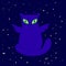 Funny space alien cat with wings,big eyes,antenna,green,isolated.