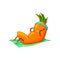 Funny sportive carrot doing press exercise, vegetable character doing sport cartoon vector Illustration