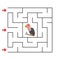 Funny square maze. Game for kids. Puzzle for children. Cartoon character. Labyrinth conundrum. Color vector illustration. Find the