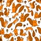 Funny squirrel with nut, seamless pattern for your design