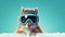 Funny Squirrel Wearing Snowboard Goggles Ready for Holiday Travel AI Generated