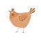 Funny standing chicken. Cute poultry farm character. Cartoon vector illustration.