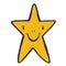 Funny Star character. Doodle vector icon. Hand drawn illustration.