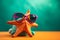 Funny starfish wearing sunglasses in studio with a colorful and bright background. Generative AI