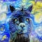 Funny Starry Night Alpaca Impressionist Parody Portrait Painting