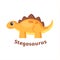 Funny stegosaurus in cartoon style on white background