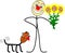 Funny stick figure with flowers