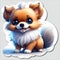 Funny sticker with a cute fluffy puppy. There is a PNG file.