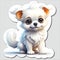 Funny sticker with a cute white puppy. There is a PNG file.