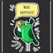 Funny sticker green bird with bubble What happened