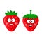 Funny strawberry emoticon. Stylized character. Vector