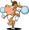 Funny strong health fitness cow lift weights cartoon - vector