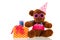 Funny stuffed bear with gifts