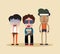 Funny stylish cartoon characters of a nerd, ugly jerk, and cheap