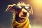 funny stylish dog in sunglasses, cartoon dog portrait, ai generation