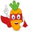 Funny Superhero Carrot Character