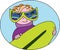 Funny surfer in flat style. Icons for web design. People, sports, hobbies