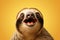 Funny surprised sloth studio shot isolated bright color background