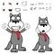 Funny surprised wolf cartoon kawaii expressions pack
