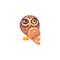 Funny suspicious little brown owl flat icon