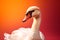 Funny swan in studio, colorful background. Generative AI