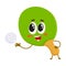 Funny table tennis, ping pong racket character with human face