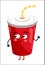 Funny take away glass isolated cartoon character