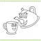 Funny teapot and cup - coloring book