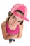 Funny teenage girl wearing a baseball cap