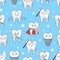 Funny teeth cartoon pattern isolated from background