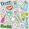 Funny Teeth and Dentistry Elements Scrapbook Stickers, Badges, Patches