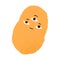 Funny three-eyed potato character. Happy comic cute vegetable with humorous amusing face emotion. Kids childish flat