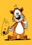Funny Tiger Cartoon with Ice Cream Image Vector