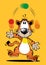 Funny tiger cartoon Playing ball