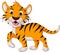 Funny tiger cartoon walking