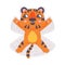 Funny Tiger Cub with Orange Fur and Stripes Making Snow Star Vector Illustration