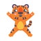 Funny Tiger Cub with Orange Fur and Stripes Standing with Raised Paw Vector Illustration