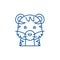 Funny tiger line icon concept. Funny tiger flat  vector symbol, sign, outline illustration.