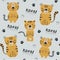 Funny tigers seamlesss pattern, childish illustration for fabric,kids nursery