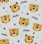 Funny tigers seamlesss pattern, childish illustration for fabric,kids nursery,clothes