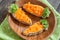 Funny toasts in a carrots shape