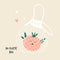 Funny tomato character in reusable mesh shopping bag
