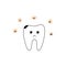 Funny Tooth with caries and microbes hand drawn vector illustration