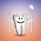 Funny tooth with dentist tools