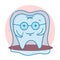 Funny tooth in the invisibility cloak. invisible braces concept.