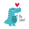 Funny Toothy Crocodile Holding Rope with Heart Shape as Valentine Day Celebration Vector Illustration