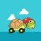 Funny Tortoise Turtle Race Car Fast Exotic Reptile Cartoon